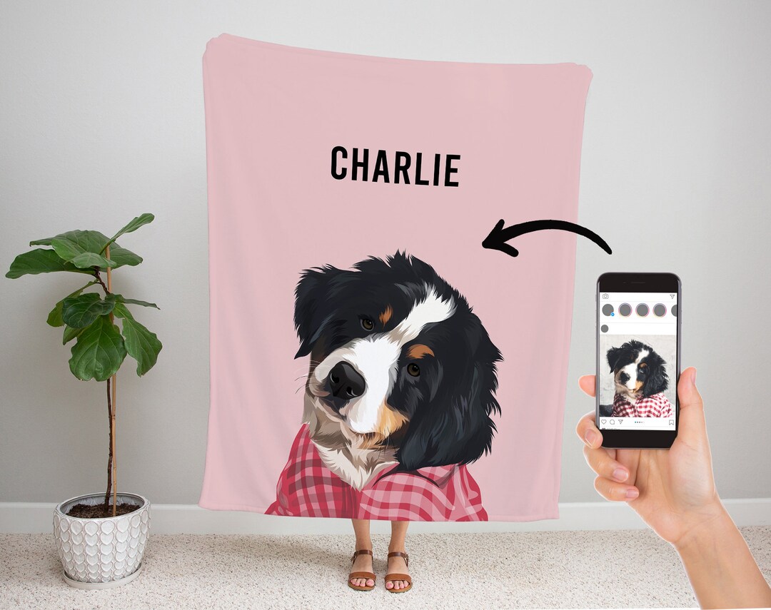 Custom Pet Portrait Blanket Personalized Dog Blanket Custom Etsy