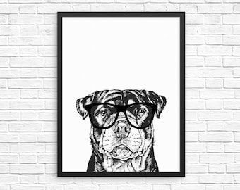 Rottweiler Wall Art, Rottie Print, Dog Home Decor, Dog Prints, Sign, Pet Dog Nursery Decor, Poster, Kids Room Decor for Boy Girl