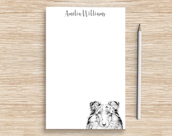 Shetland Sheepdog Notepad, Personalized Dog Notepad, Custom Dog Stationery, Teacher Coworker Veterinarian Graduation Gift, Sheltie Mom Gifts