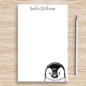 Penguin Notepad, Personalized Penguin Notepad, Custom Stationery, Teacher Coworker Veterinarian Graduation Gift, Penguin Lover Gifts