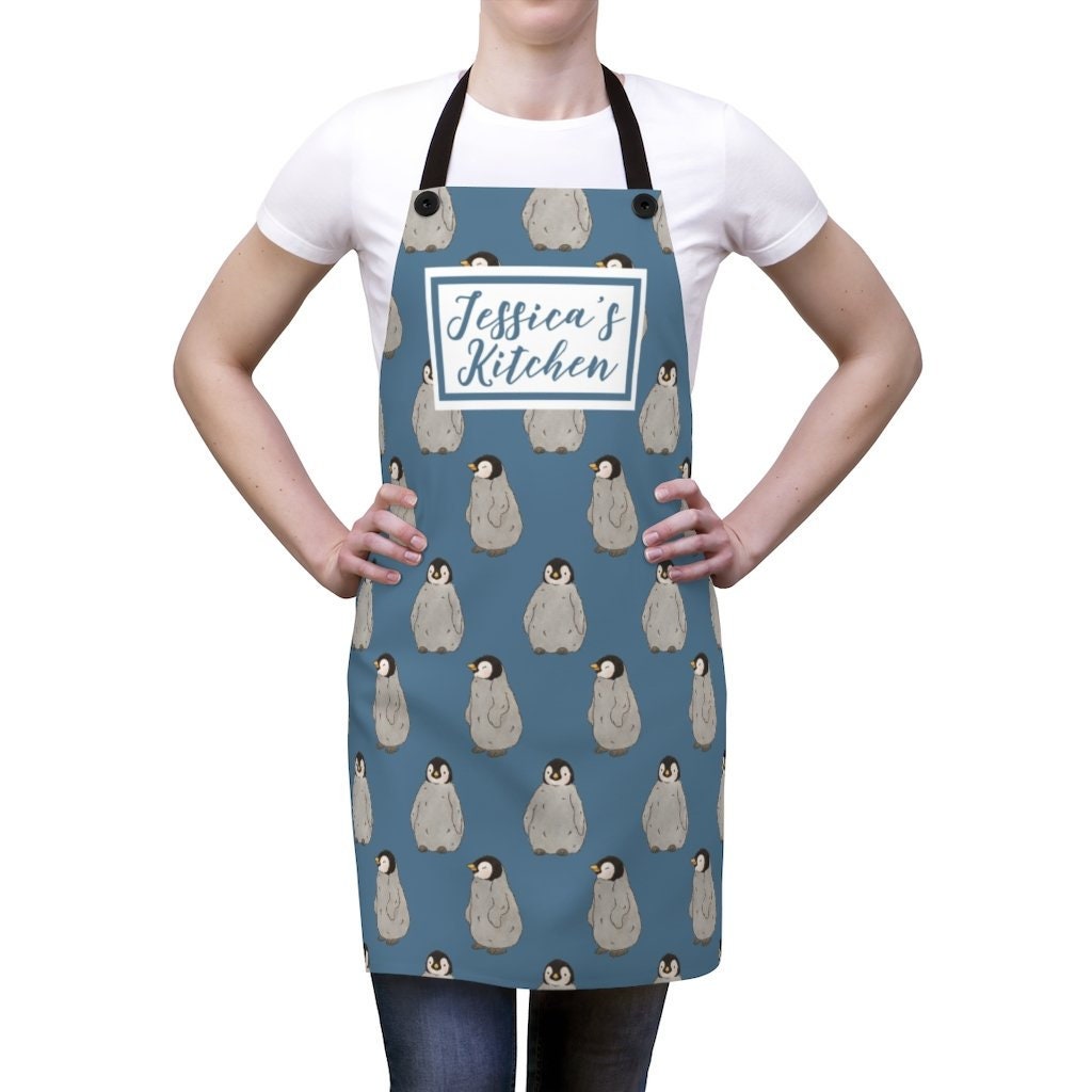Custom Apron Penguin Aprons Animal Personalized Cooking Etsy