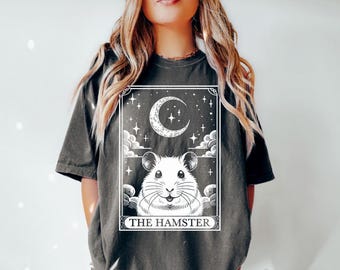 Hamster Shirt, Tarot Card Shirt, Hamster Halloween Moon Shirt, Funny Hamster Gift, Hamster Lover Gifts, Comfort Colors Shirt