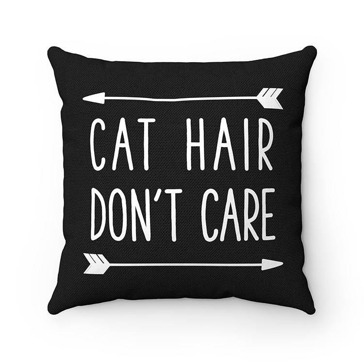 Cat Hair Don't Care Cat Pillow Throw Pillow Covers | Etsy