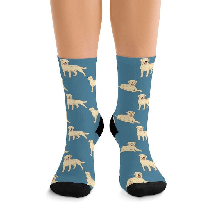 Cute Labradors Yellow Chocolate Black Lab Pet Dogs Compression Socks Unisex Printed Socks Crazy Patterned Fun Long Cotton Socks Over The Calf Tube 