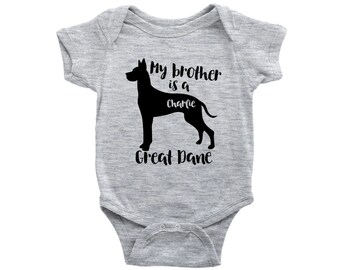 My brother is a Great Dane Baby Bodysuit, Funny Toddler Baby Shirt, Dog Baby Girl Gift, Baby Boy Clothes, Personalized Baby Shower Gift