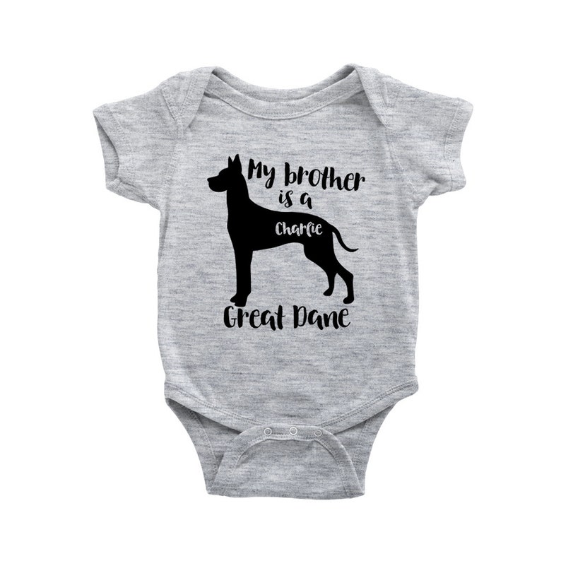 My brother is a Great Dane Baby Bodysuit, Funny Toddler Baby Shirt, Dog Baby Girl Gift, Baby Boy Clothes, Personalized Baby Shower Gift image 1