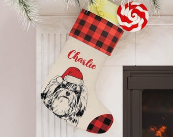 Custom Shih Tzu Stocking, Shihtzu Christmas Stocking, Personalized Holiday Dog Stockings, Shih Tzu Christmas Gift, Dog Christmas Decoration