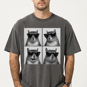 Funny and Cute Comfort Colors shirt for Squirrel and Photobooth animal lovers! This Squirrel wearing sunglasses in photo booth art tshirt or sweatshirt is a perfect gift for Squirrel and Woodland Animal Lover.