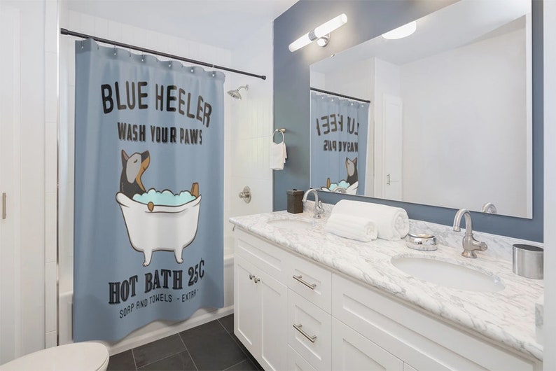 Blue Heeler Shower Curtain Australian Cattle Dog Shower Etsy