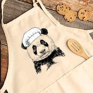 Panda Apron, Panda Lovers Aprons with pockets, Animal Cooking Baking Apron For Women, Men, Kitchen Chef Gifts, Hostess Gift Ideas