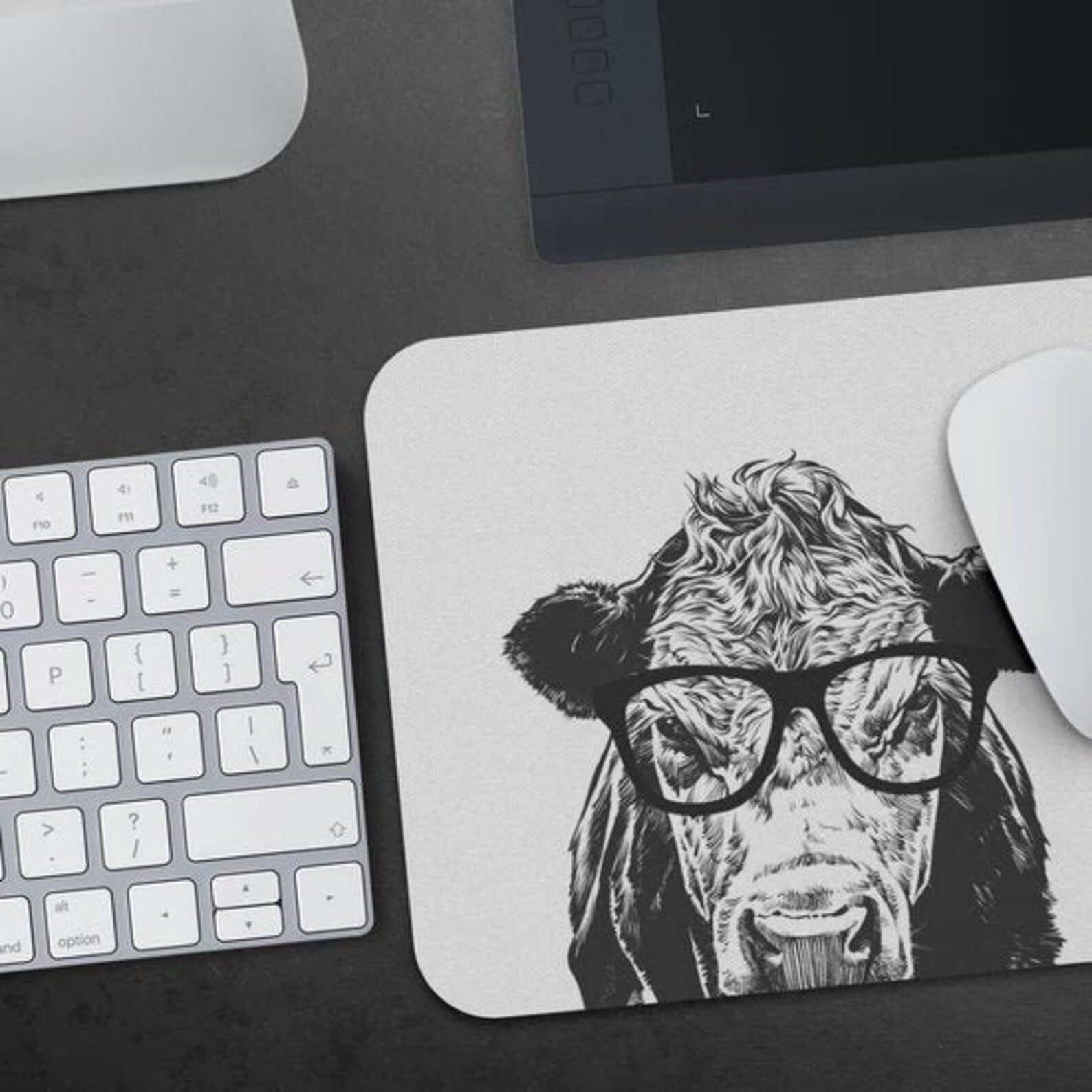 Cow Mousepad Hipster Nerdy Animal Mouse Pad Cow Mom Gift - Etsy