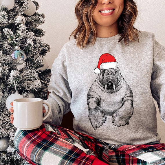 Walrus Christmas Sweatshirt Santa 