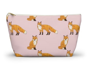 Fox Pouch, Pencil Case, Woodland Animal Custom Teacher Pencil Pouch, Foxy Bridesmaid Cosmetic Bag, Fox Zipper Makeup Bag, Accessory Pouch