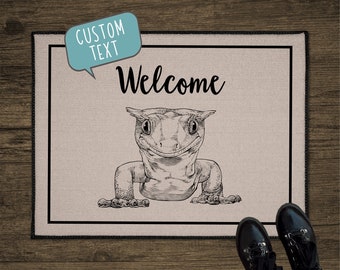 Crested gecko Door Mat, Lizard Custom Front Doormat, Personalized Welcome Mat, Large Floor Mat, Realtor Gift for Clients, Closing Gift