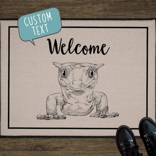 Crested gecko Door Mat, Lizard Custom Front Doormat, Personalized Welcome Mat, Large Floor Mat, Realtor Gift for Clients, Closing Gift