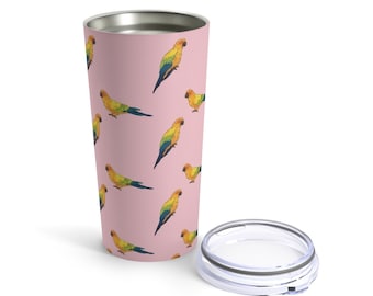 Sun Conure Travel Mug, Bird Stainless Steel Coffee Tumbler, Insulated Travel Mug Cup, Personalized Tumbler, Custom Parrot Mom Gift