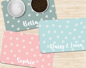 Daisy Custom Dog Mat, Floral Personalized Pet Placemat, Cute Cat mat, Custom Name Dog Pet Food Bowl Mat, Dog Cat Feeding Mat, New Puppy Gift