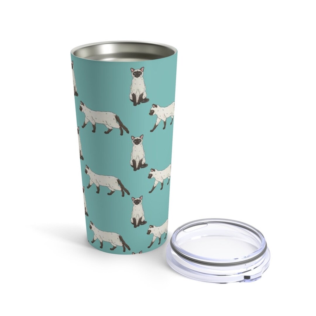 Siamese Cat Travel Mug, Cat Stainless Steel Coffee Tumbler, Insulated