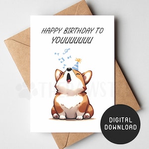 DRUCKBARE Hund Geburtstagskarte, Corgis alles Gute zum Geburtstag Karte von Hund, lustige Hund Mama Papa Digital Download Grußkarte, Corgis Mama Geschenk