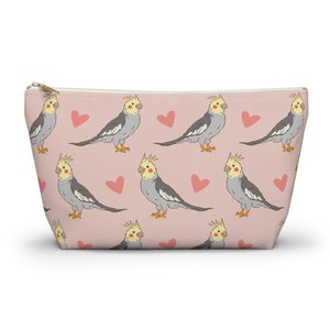 Cockatiel Pouch, Bird Makeup Bag Accessory Pouches, Cockatoo Parrot Gifts, Teacher Vet Tech Nurse Gift, Cockatiel Bridesmaid Bag Pencil Case