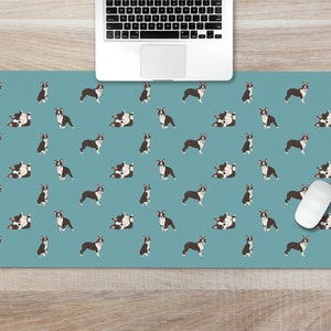 Boston Terrier Large Desk Mat, Dog Mousepad, Cute Mouse Pad with Wrist rest or Keyboard Wrist Rest, Dog Mom Office Desk Decor Gift