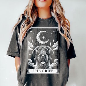 Funny and Cute Comfort Colors shirt for Wirehaired Pointing Griffon and Tarot Card lovers! This Tarot Card The Griff Dog art tshirt or sweatshirt is a perfect gift for Korthals Griffon Mom, Griff Dad and Dog Lover.