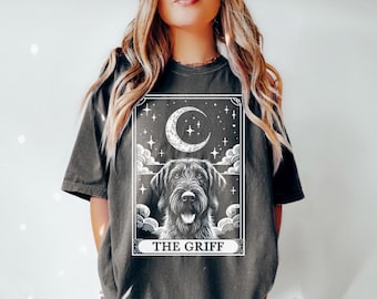 Wirehaired Pointing Griffon Shirt, Tarot Card Shirt, Griff Dog Halloween Moon Shirt, Wirehaired Pointing Griffon Lover Comfort Colors Shirt