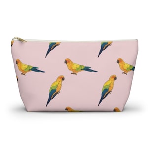 Sun Conure Pouch, Pencil Case, Bird Custom Teacher Pencil Pouch, Bridesmaid Cosmetic Bag, Parrot Zipper Makeup Bag, Accessory Pouch