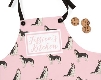 Custom Dog Apron, Siberian Husky Aprons, Dog Personalized Cooking Baking Apron For Women, Men, Kitchen Chef Gifts, Hostess Gift Ideas