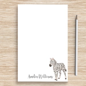 Zebra Notepad, Personalized Zebra Notepad, Safari Animal Stationery, Coworker Veterinarian Graduation Gift Teacher, Wildlife Lovers Gift