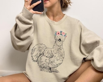 Silkie Chicken Shirt, Silky Chicken Sweatshirt, Cute Silkie Chicken Mom Gift, Funny Farm Animal Lover Gift, Farmhouse Tshirt, Farmer Shirt