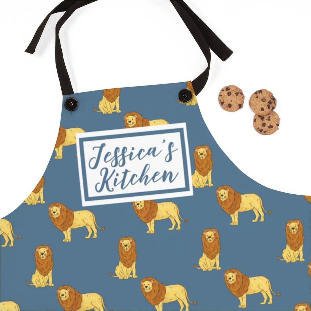 Custom Apron, Lion Aprons, Safari Animal Personalized Cooking Baking