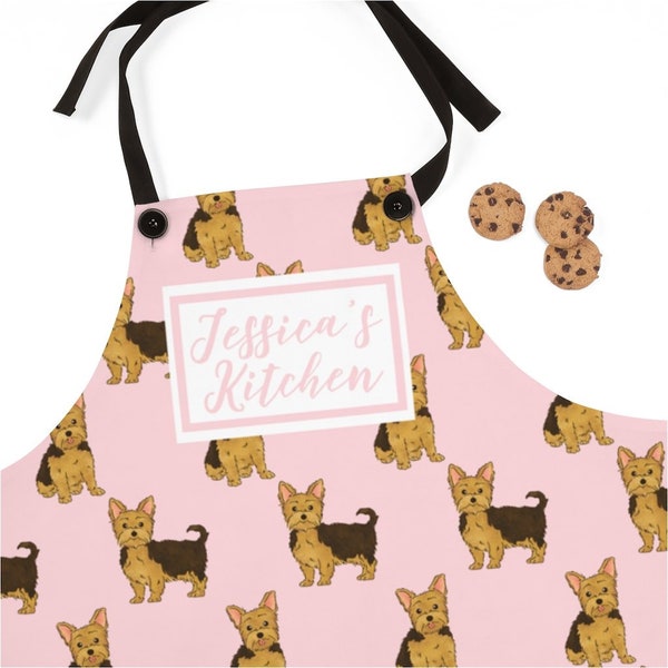 Custom Dog Apron, Yorkie Aprons, Yorkshire Terrier Dog Personalized Cooking Baking Apron For Women, Men, Kitchen Chef Gifts, Hostess Gift