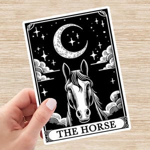 Horse Sticker, Horse Decal, Farm Animal Tarot Card Sticker, Horse Lover Gift, Vinyl Sticker, Laptop Sticker, Water Bottle Sticker