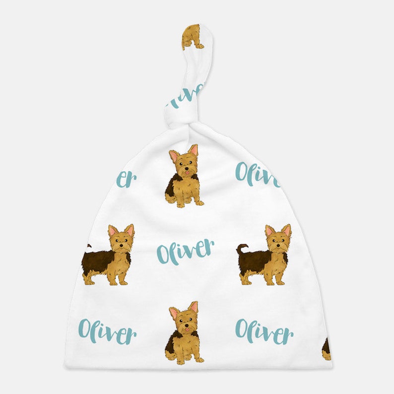 Personalized Baby Blanket, Custom Yorkie Swaddle Blanket Set, Newborn Photo Prop, Cute Yorkshire Terrier Dog Swaddle Set for Boy, Girl image 6