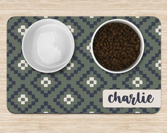 Personalized Pet Placemat, Geometric Dog mat, Custom Pet Food Mat, Dog water bowl mat, Pet Bowl Mats, Cat Feeding Mat, New Puppy Gift