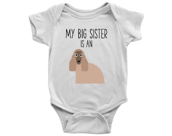 My Big Brother / Sister is an Afghan Hound Baby Bodysuit, Funny Dog Lover Baby Clothes, Baby Boy, Baby Girl Bodysuit, Baby Shower Gift