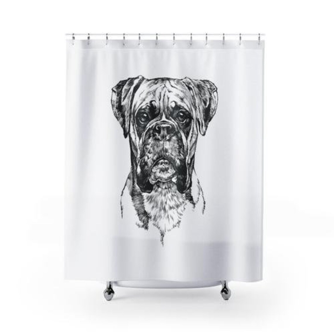 Boxer Shower Curtain Dog Shower Curtains Set Bath Curtain Etsy