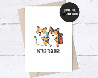 Corgi Love Pop-Up Valentinstagskarte – Handgemacht, 3D-Effekt & Mit Umschlag