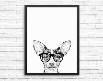 Rat Terrier Wall Art, Rat Terrier Dog Portrait Print, Farmhouse Sign, Wall Decor, Pet Dog Nursery Decor, Poster, Boy Girl Kids Room Decor