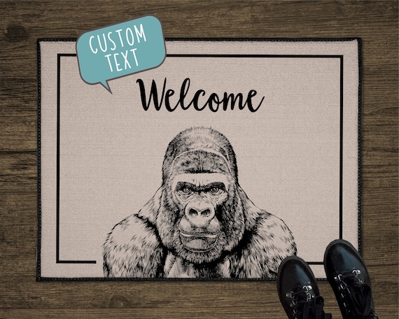 Gorilla Door Mat, Animal Custom Front Doormat, Personalized Welcome Mat,  Large Floor Mat, Realtor Gift for Clients, Closing Gift