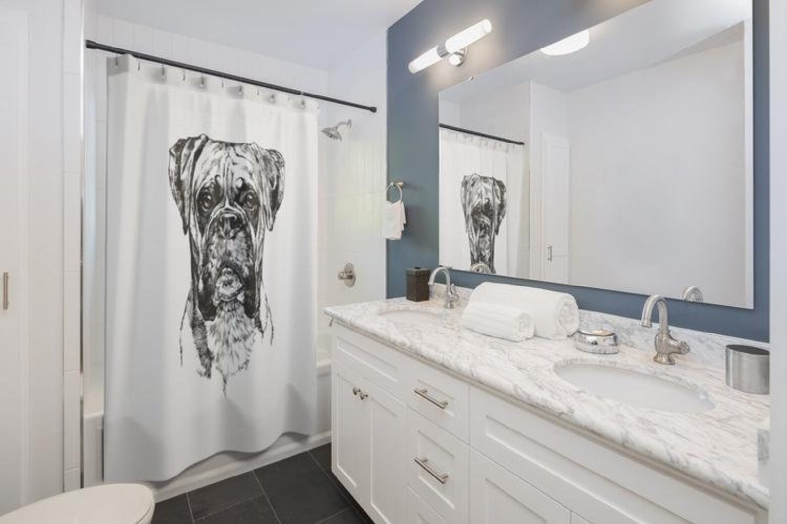 Boxer Shower Curtain Dog Shower Curtains Set Bath Curtain Etsy