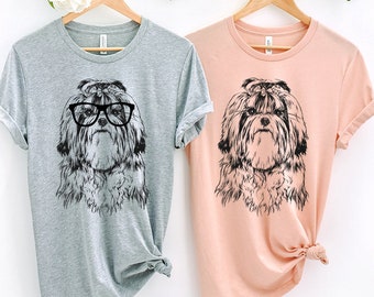 Shih Tzu Shirt, Nerdy Glasses Shihtzu Tee T-Shirt, Hipster Dog Tshirt, Nerd Dog Dad Mom Mama Gift, Shih Tzu Mom Shirt Gifts