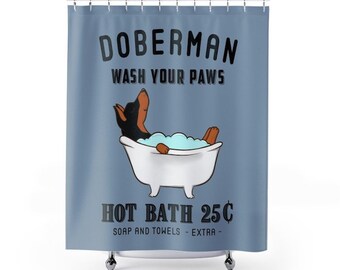 Doberman Pinscher Shower Curtain, Dog Shower Curtains, Bath Curtain, Bathroom Decor Bathroom Curtains, Housewarming Gift, Doberman Gifts