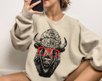 Buffalo Shirt, Bison Sweatshirt, Funny Bison Gift, Cute American Bison Lover Gifts, Bison Buffalo Tshirt, Animal Lover Tee