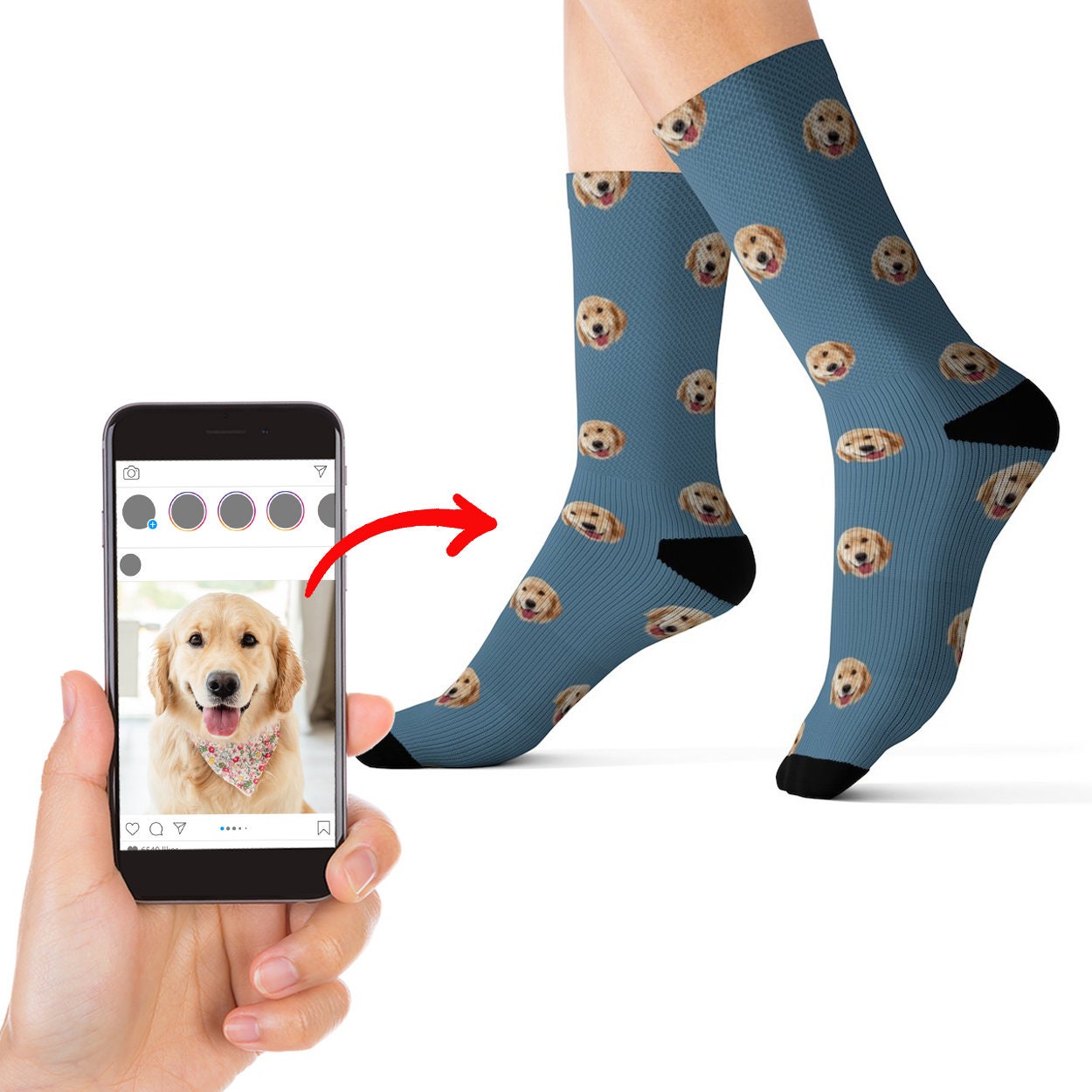Custom Dog Socks Custom Pet Portrait Socks Personalized Dog Etsy