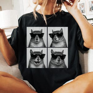 Funny and Cute Comfort Colors shirt for Squirrel and Photobooth animal lovers! This Squirrel wearing sunglasses in photo booth art tshirt or sweatshirt is a perfect gift for Squirrel and Woodland Animal Lover.