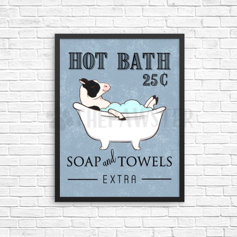 Cow Bathroom Wall Decor Farm Animal Funny Bathroom Art Print Etsy