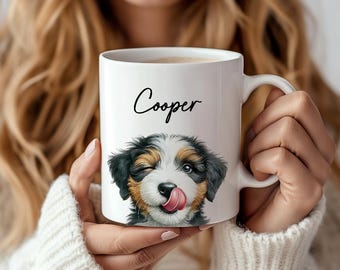 Bernedoodle Mug, Custom Dog Name Coffee Mug, Cute Bernedoodle Gift, Doodle Dog Mom, Bernedoodle Dad, Funny Bernedoodle Owner Gifts