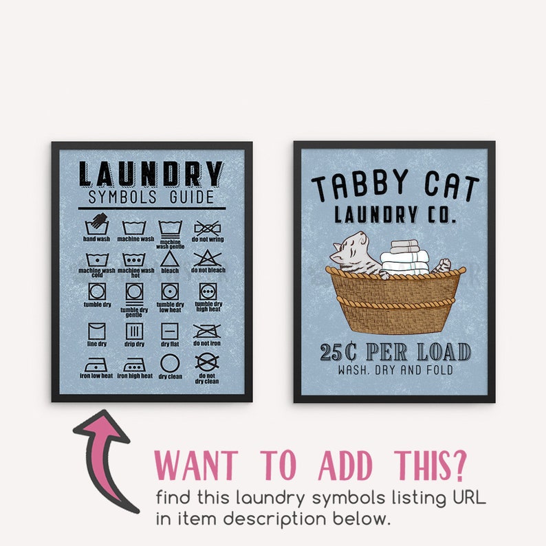 Tabby Cat Laundry Sign, Cat Laundry Room Decor, Wash Dry Fold Wall Art ...